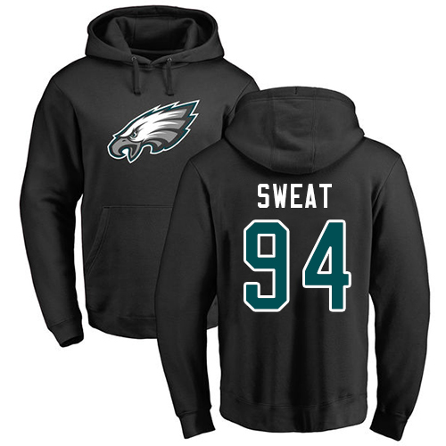 Men Philadelphia Eagles 94 Josh Sweat Black Name and Number Logo NFL Pullover Hoodie Sweatshirts